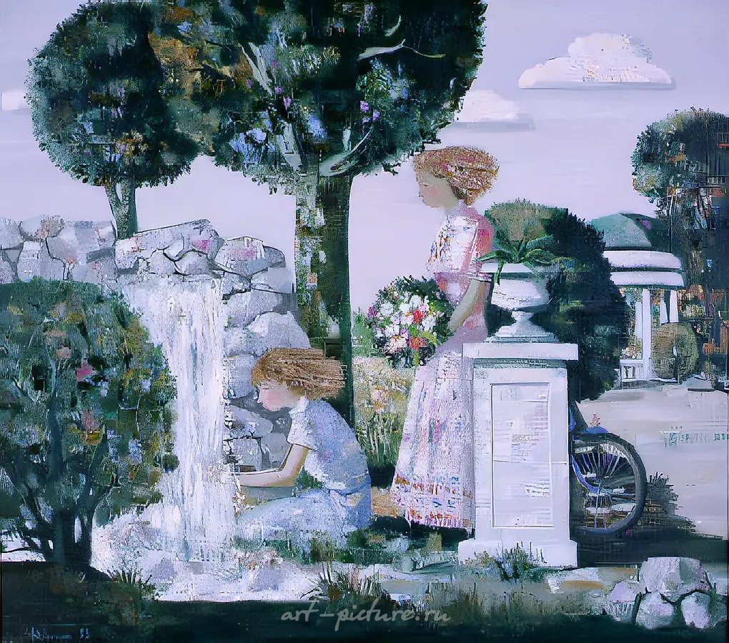 Поклонение роднику, 1993, холст, масло, 60х70