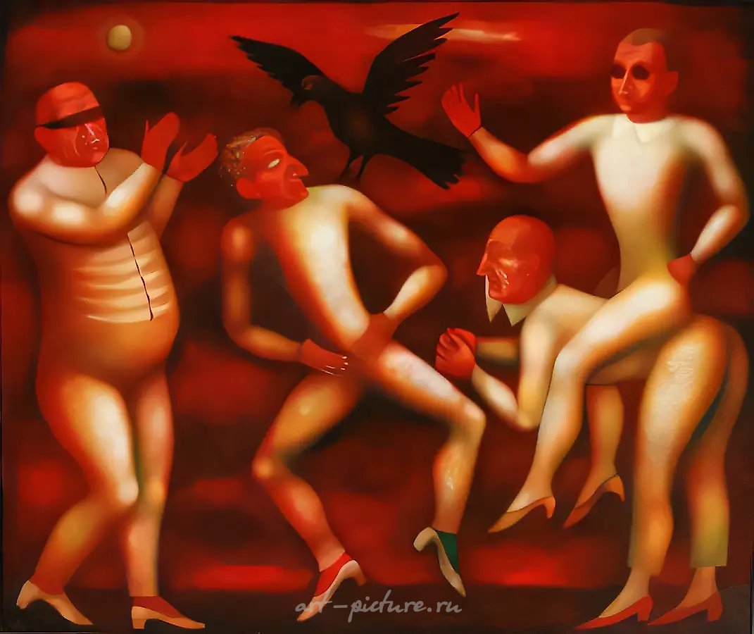 Скоморохи, 1985, холст, масло, 100х120