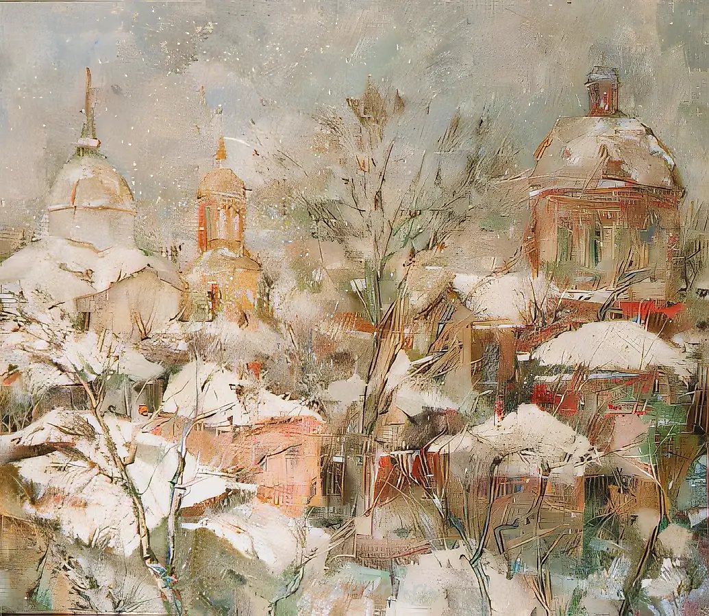 Серпухов зимой, 1992, холст, масло, 70х80. Собственность автора