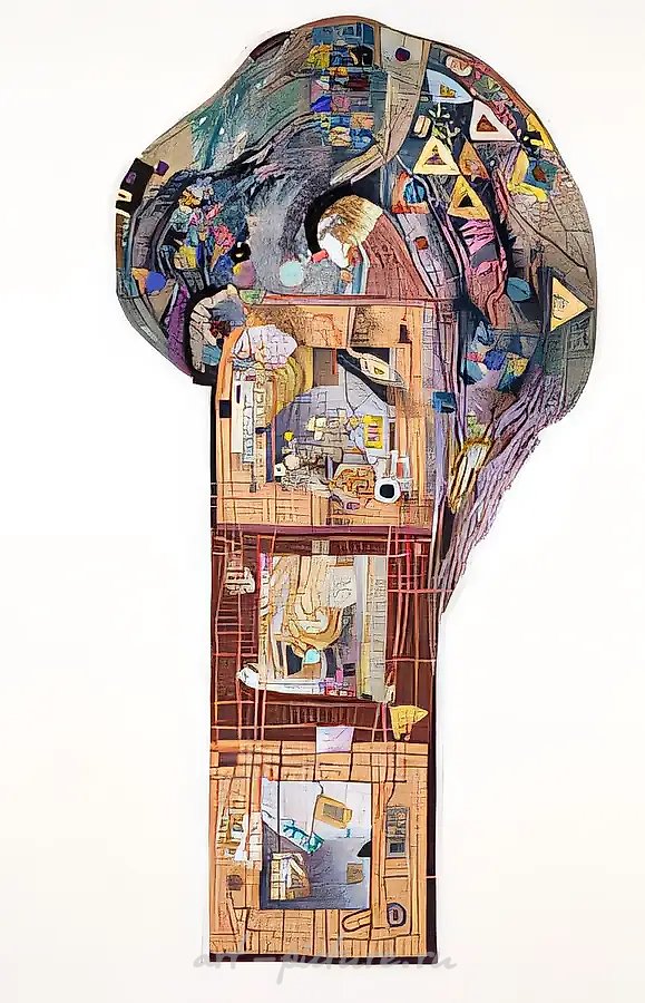 Фонтан любви, 1997, смешанные материалы, роспись по шёлку, шитьё, 176x93 см. Частная коллекция, США