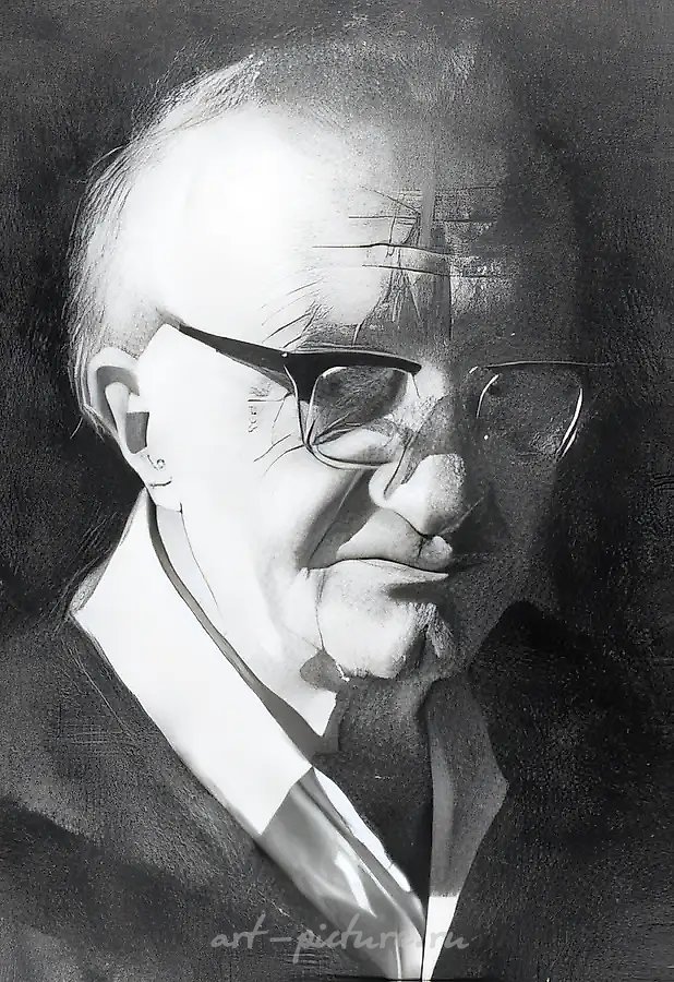 Портрет художника Шавердяна, 1980, бумага, тушь, перо, 39,5х55 Музейное собрание. Италия.