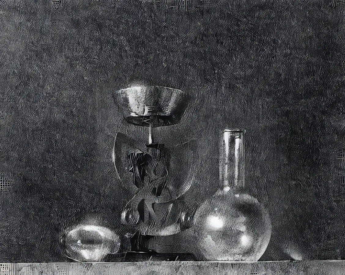 Натюрморт с весами, 1991, бумага, тушь, перо, 31х36 Собственность автора