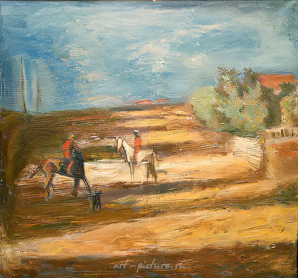 Встреча на хуторе, 1986, холст, масло, 80х80. Коллекция Министерства культуры России