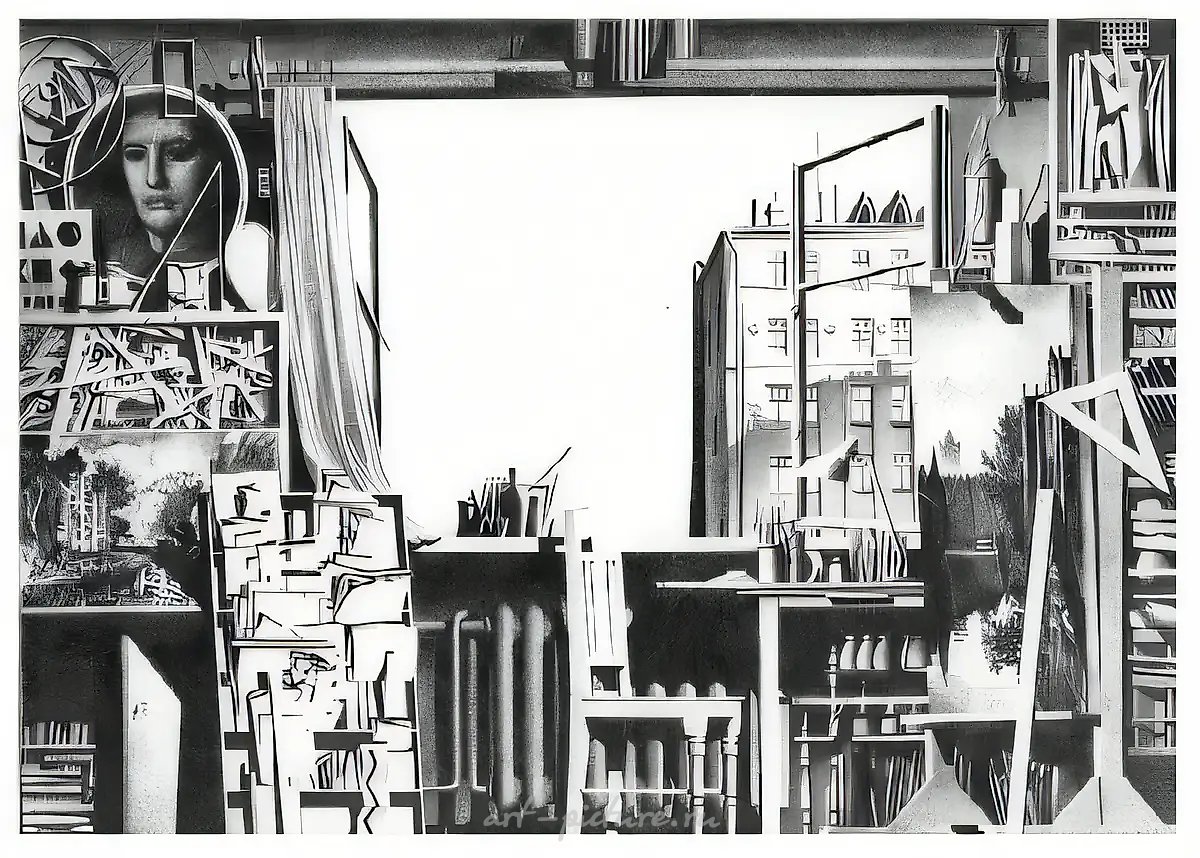 Студия, 1972, картон, карандаш, 60х80. Собственность автора