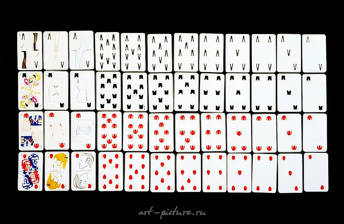 Мужчина и женщина -1. Игральные карты, 52 шт., 1982, Картон, фломастер, 6,4х10 см (каждая) Lindenau Art Museum, Альтенбург, Германия