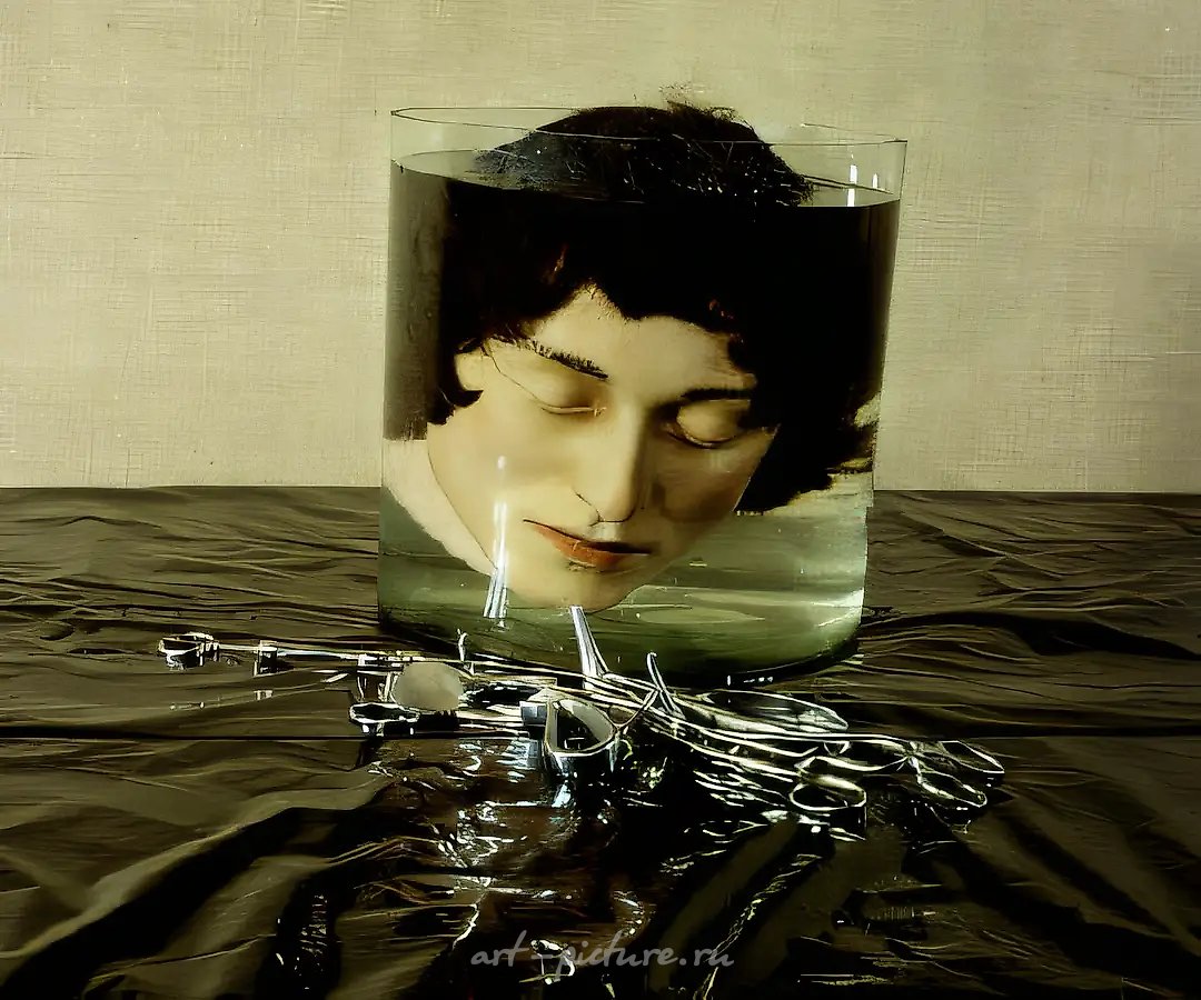 Автопортрет, 1992, Смешанная техника, стекло, пластик, металл, 30х30х30 см Собственность автора
