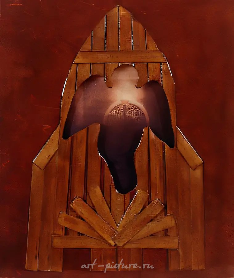 Деревянный космос, 1993, Дерево, металл, фотопленка, 55х50 см