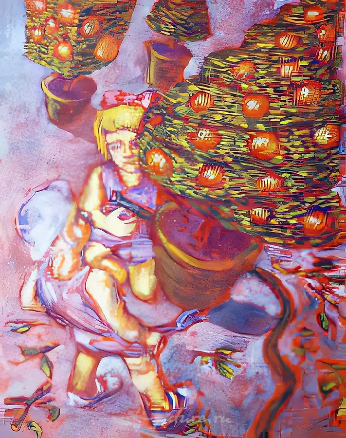 Дети в оранжерее, 1992, Холст, масло, 100х80 см Собственность автора