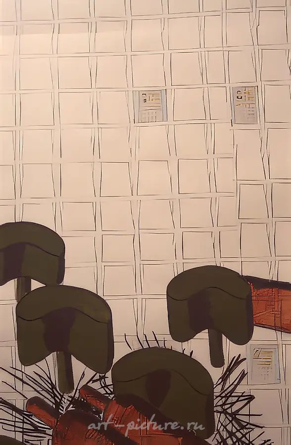 Парижско-Юрская дорога (деталь), 1994, Гуашь, карандаш, бумага,   Galerie M.Rein, Тур, Франция
