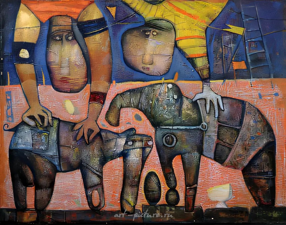 Акробаты, 1994, масло на холсте, 80x100