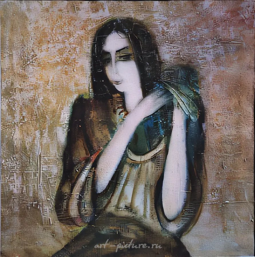 Укладывающая волосы., 1991, холст, масло, 80х80 Собственность автора