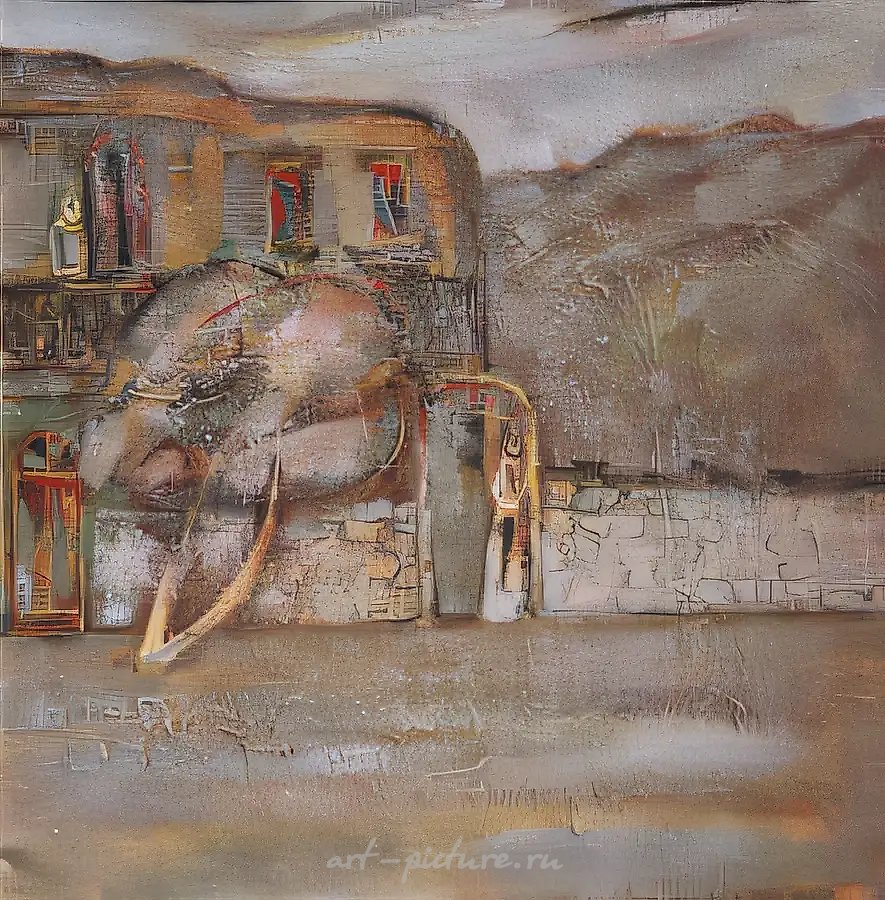 Двор моего детства., 1993, холст, масло, 75х75 Собственность автора