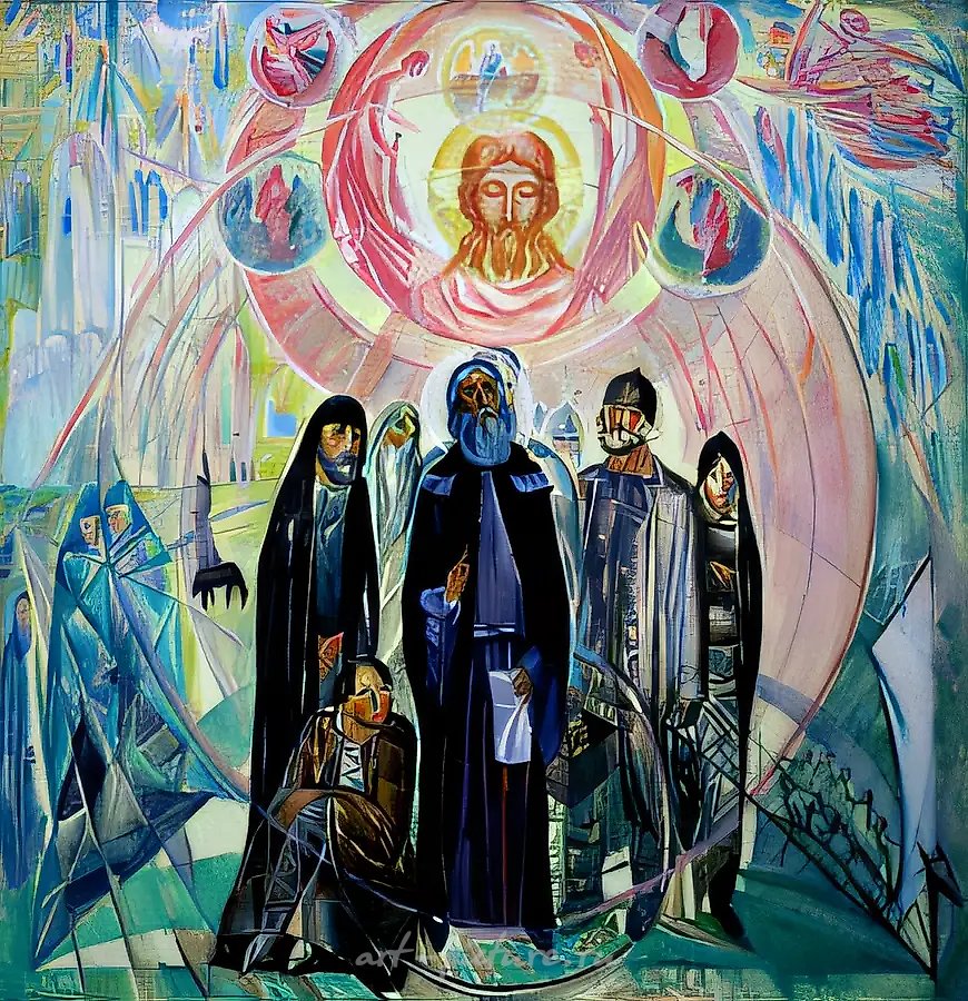Слово Сергия Радонежского, 1991, холст, масло, 100х100