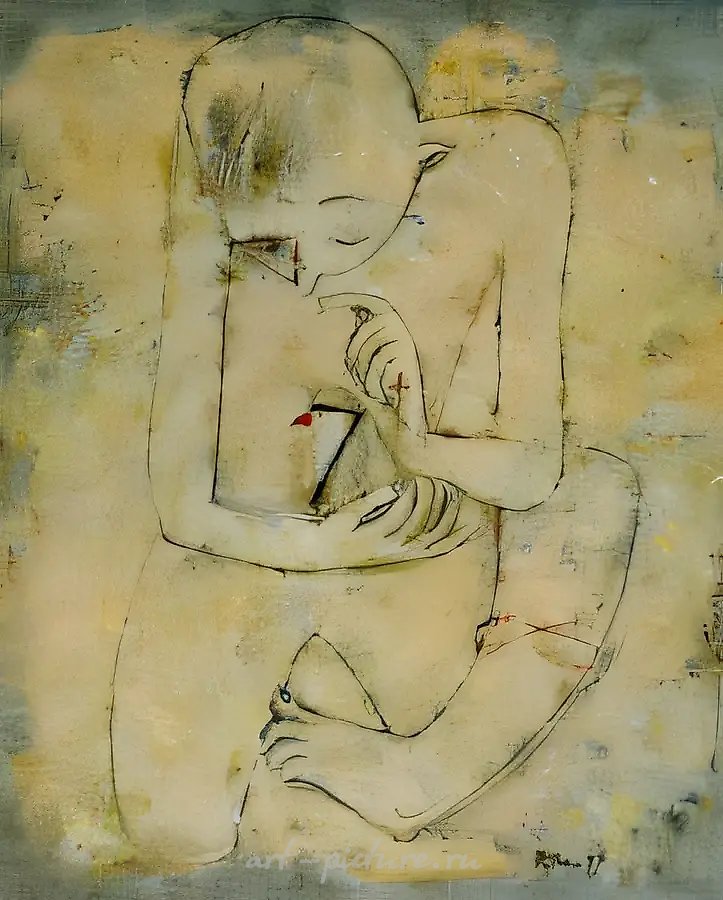 Мальчик с птицей, 1997, холст, масло, 80х70