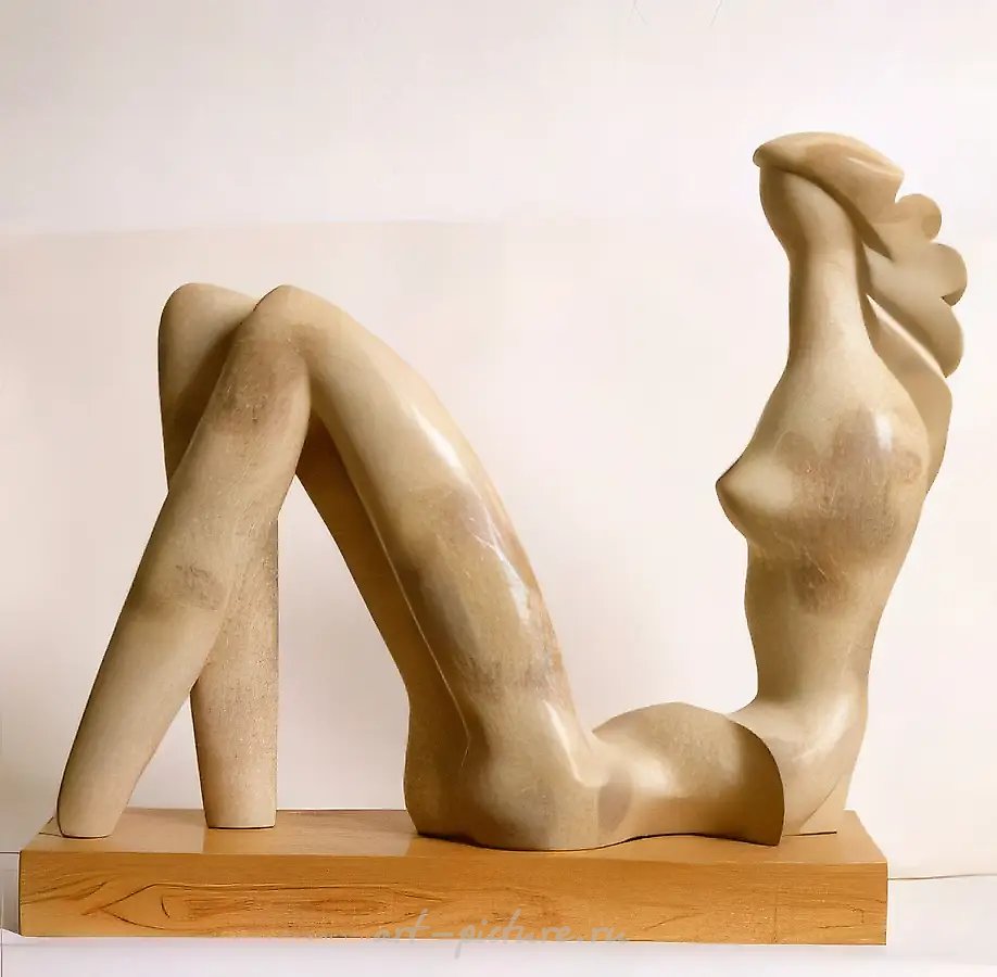 Река, 1996, известняк на дереве, 50x45x16