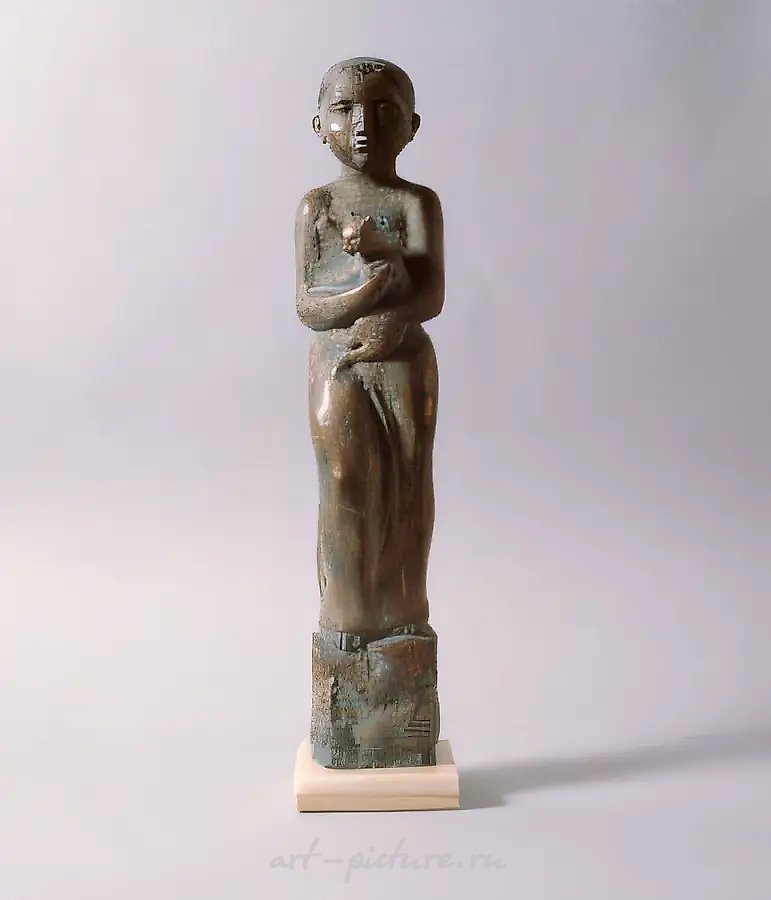 Девочка с кошкой, 1992, бронза, h 44