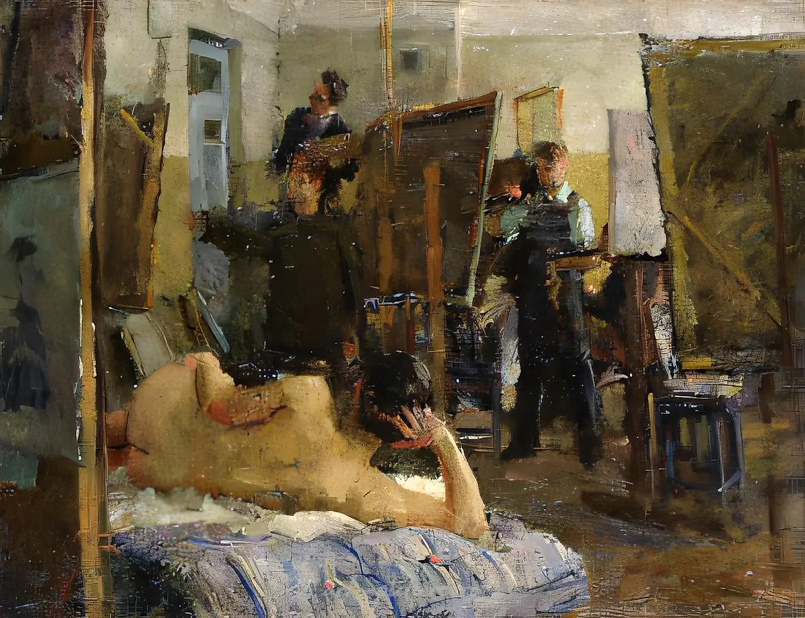 В студии, 1940, холст, масло, 49х65