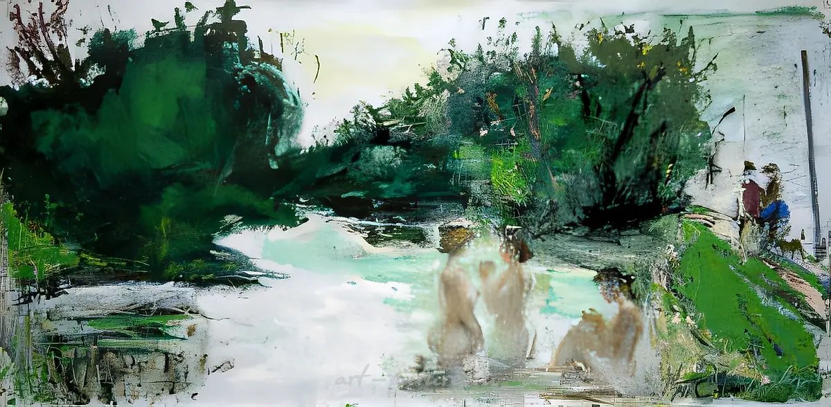 Купальщицы, 1996, масло на холсте, 100x200