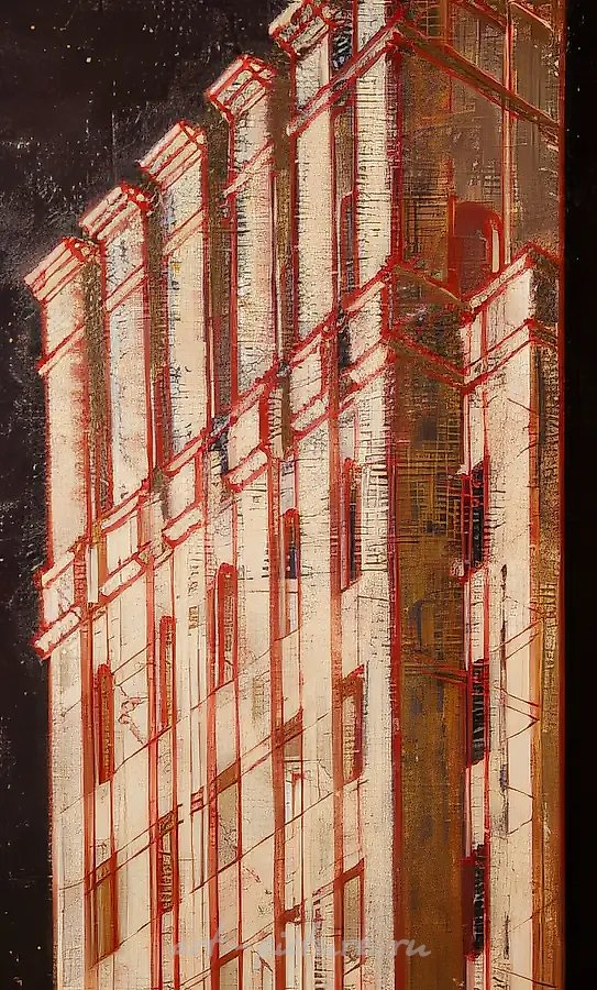 Здание. Фрагмент, 1995, масло на холсте, 250x65