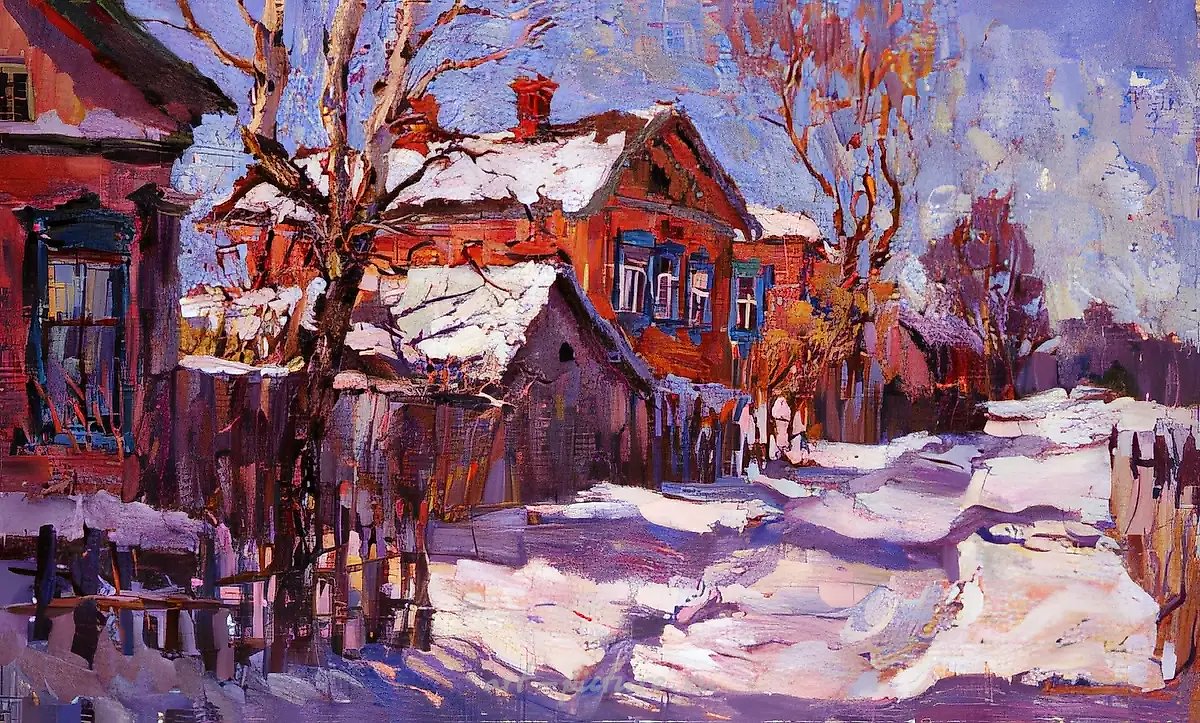 Зимнее солнце, 1996, холст, масло, 50х80