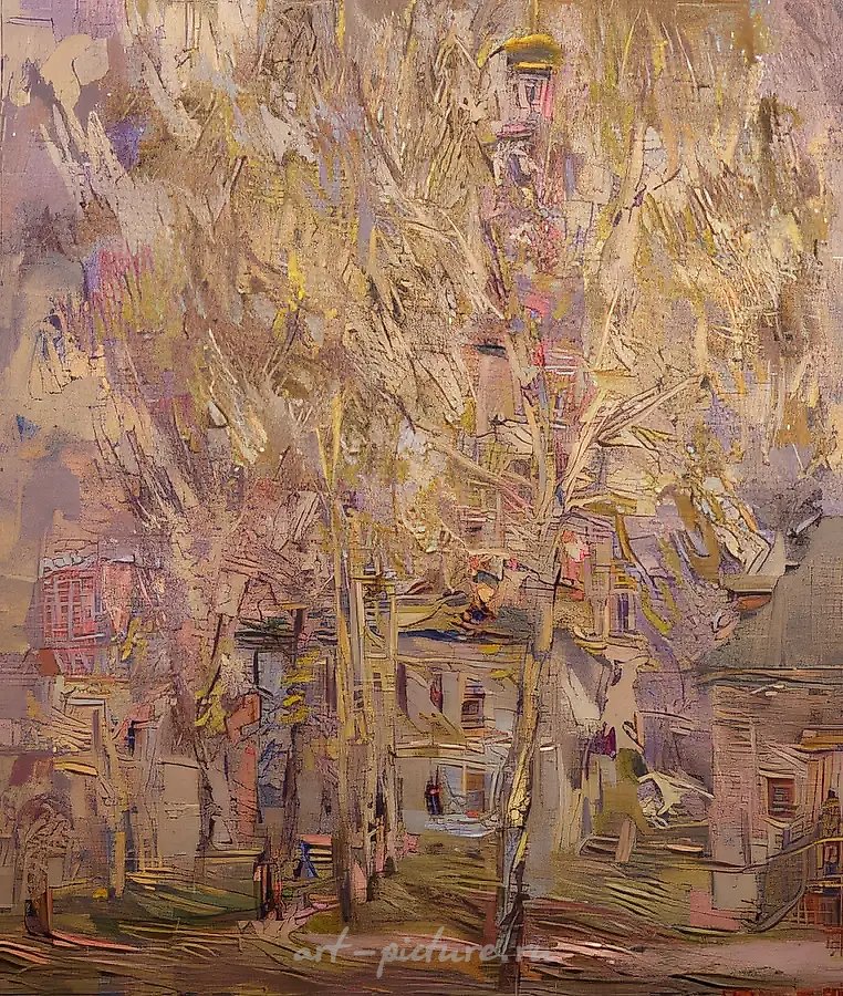 Весенний день. Новодевичий монастырь. Берёза, 1990, масло на холсте, 100x88. Фирма «Юкос»