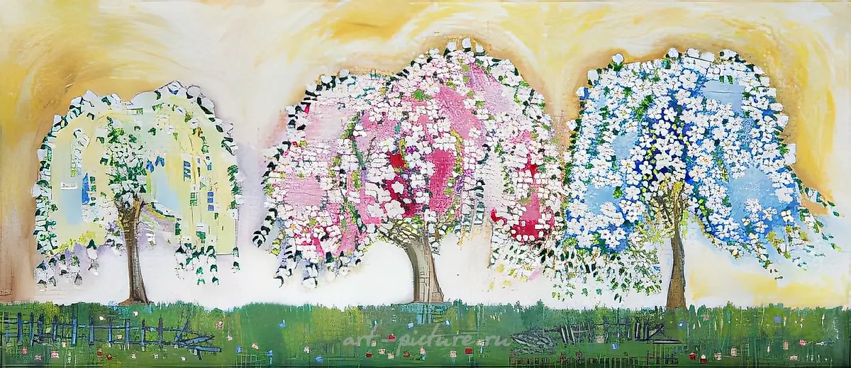 Цветение, 1996, масло, акрил, холст, 45x102 см. Собственность автора