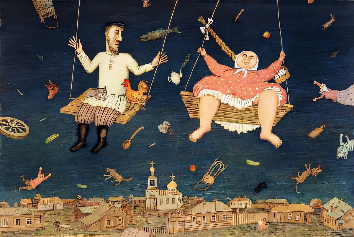 Вечерний звон, 1995, смешанная техника, бумага, 30x44 см. Собственность автора
