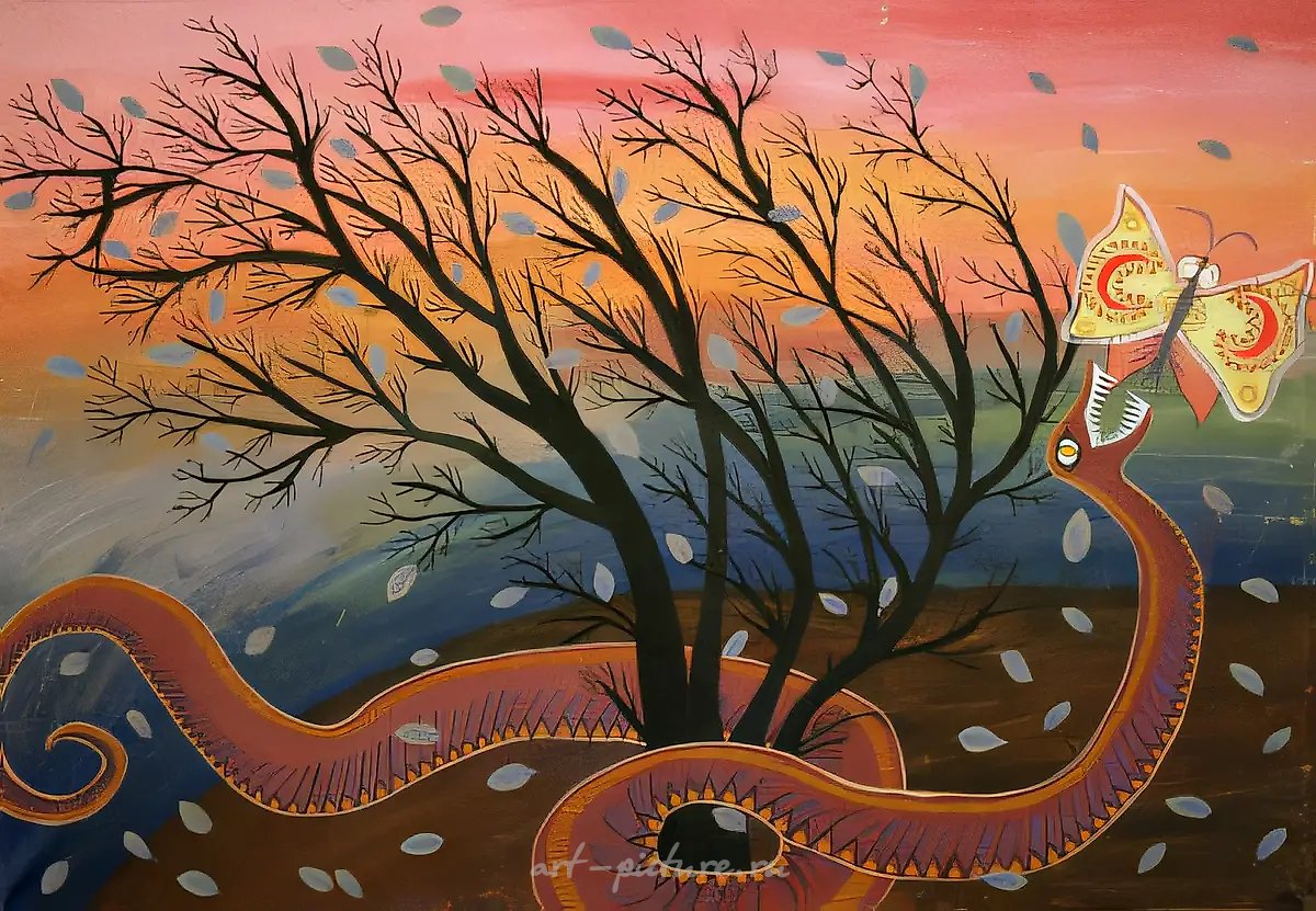 Борьба, 1989, холст, темпера, 69x99 см. Собственность автора
