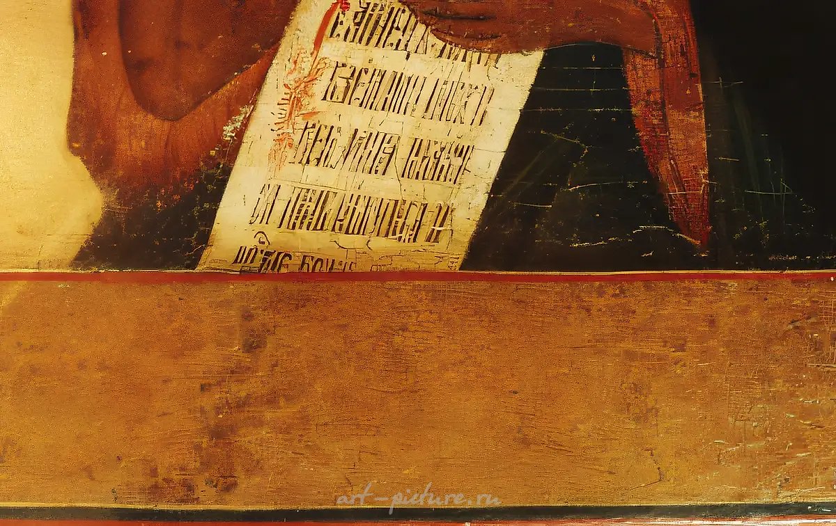 Образ "Иоанн Предтеча". Фрагмент (после реставрации), , XVIII век, левпас, яичная темпера, доска, аналойная Частная коллекция