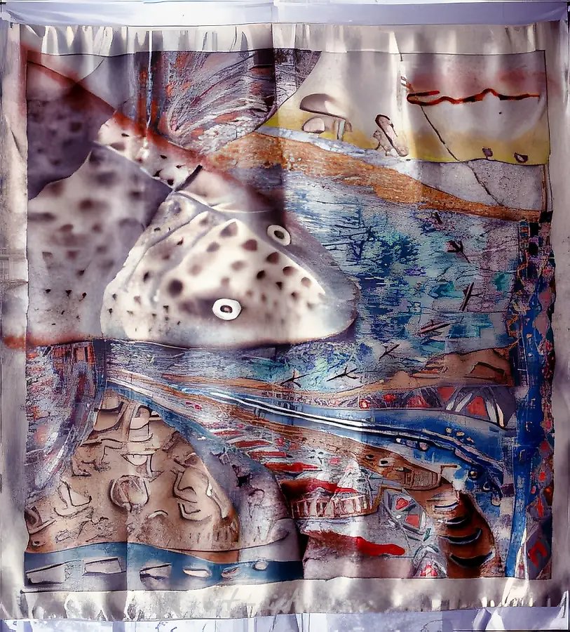 Следы морского духа, 1997, роспись, шёлк, батик, 60x80. Собственность автора, $450