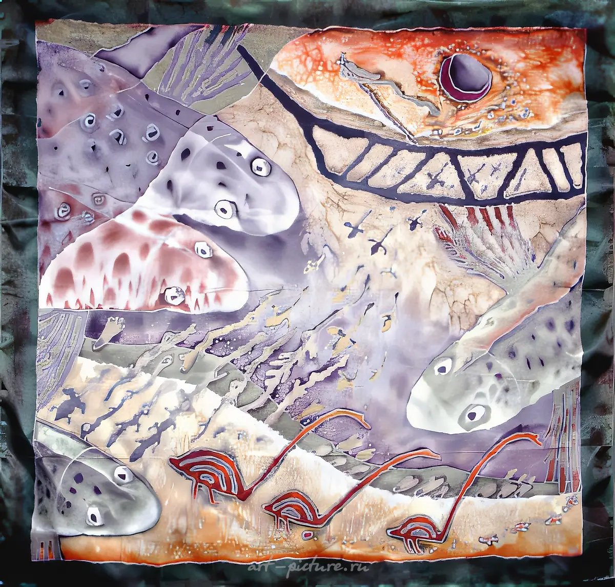 Шествие, 1997, смешанная техника, шёлк, 100x80. Собственность автора, $450