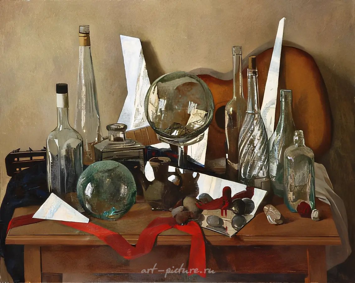 Натюрморт с осколками зеркала., 1997, холст, масло,,  60 х 80