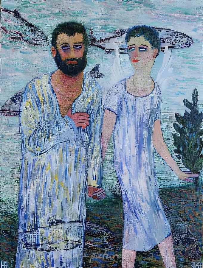 Товия и Ангел., 1996, холст, масло, 130 х 90
