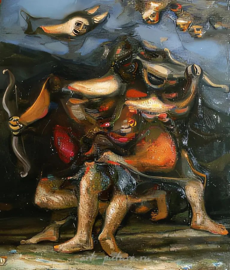 Убегающие Амуры, 1997, холст, масло, 132 х 110