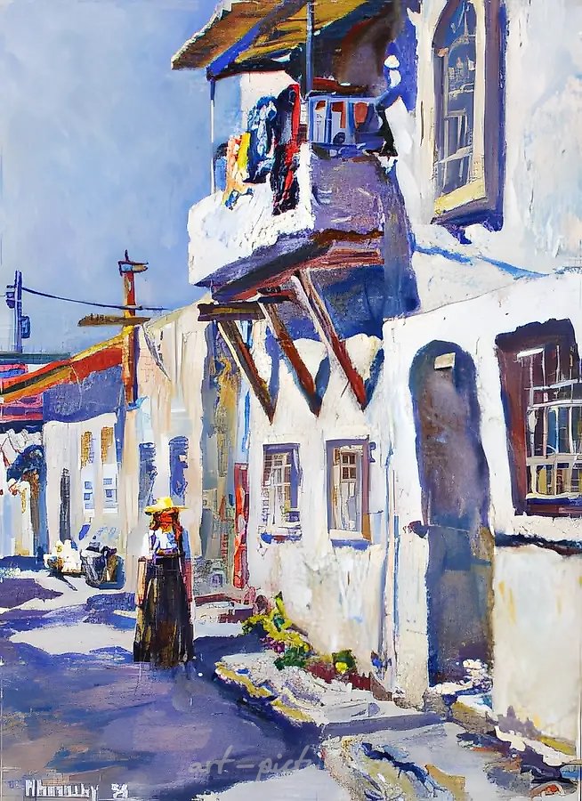 В старом Тель-Авиве., 1996, холст, масло, 42х30