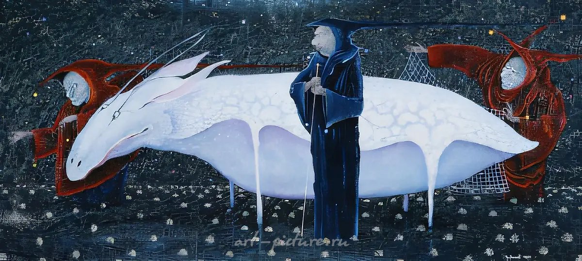 Ловля звездной свинки, 1995, холст, масло, 45х100