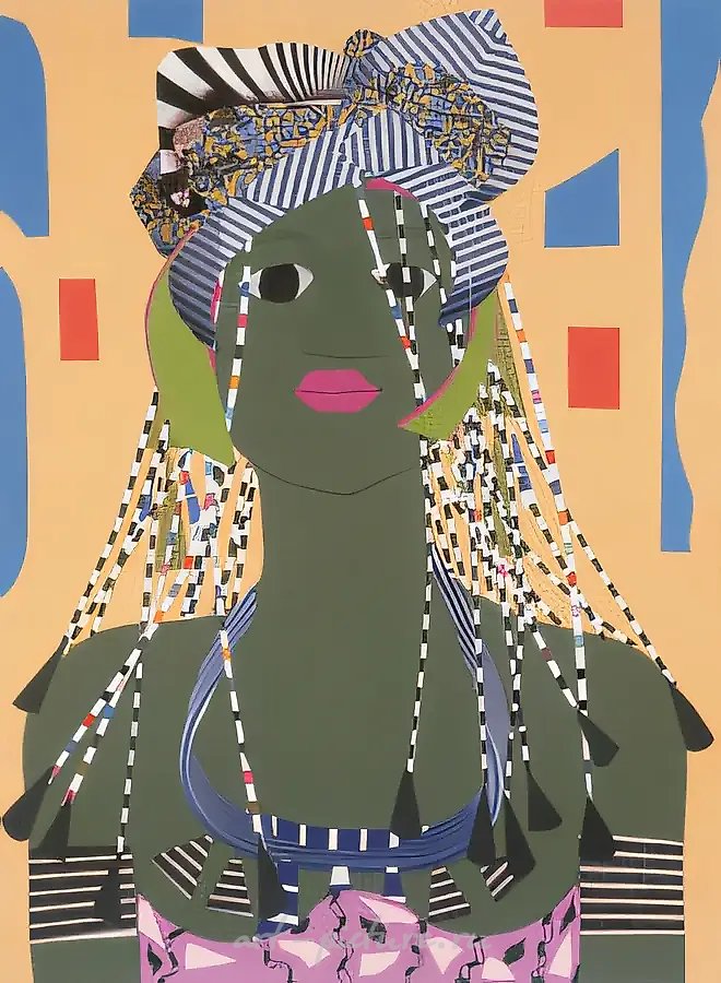 Африканская мадонна., 1997, коллаж, 34 х 25