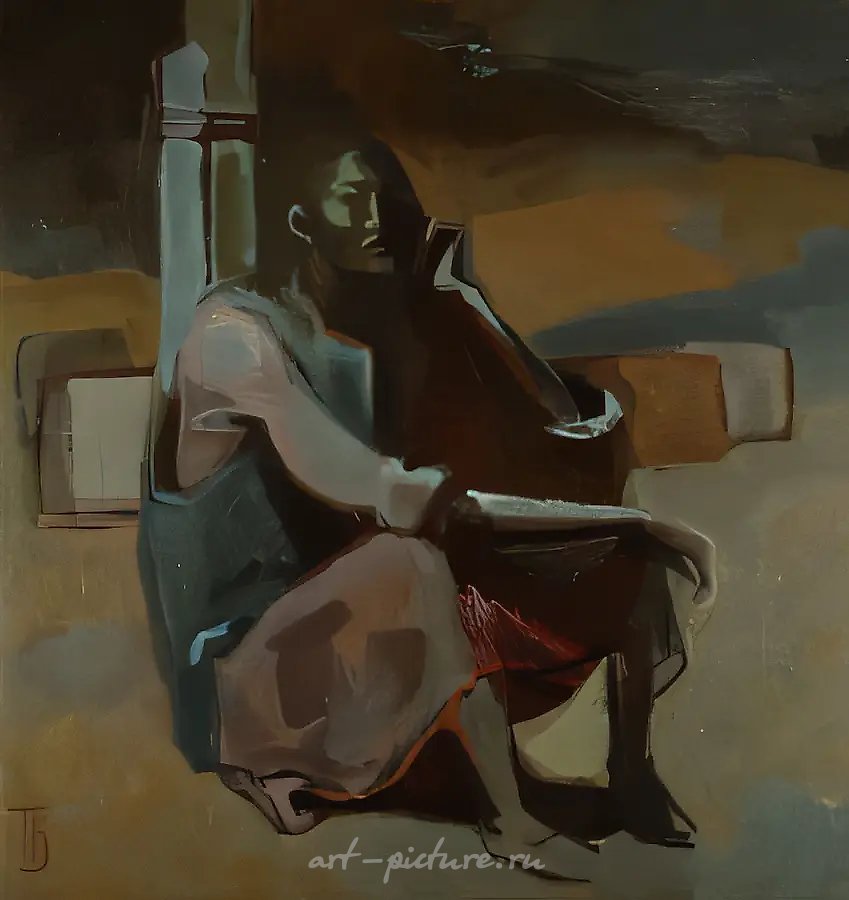 Женщина в песках., 1996, холст, масло, 120х120