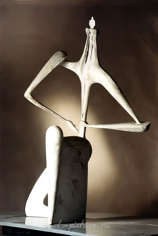Добро и зло., 1995, гипс, тонировка, 82 х 56 х 41