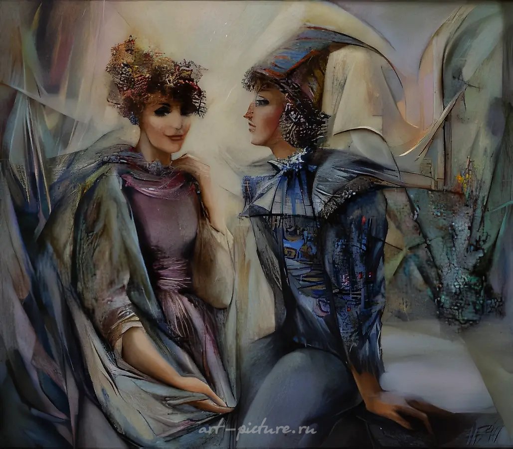 Арлекин и Коломбина, 1994, масло на холсте, 90x100
