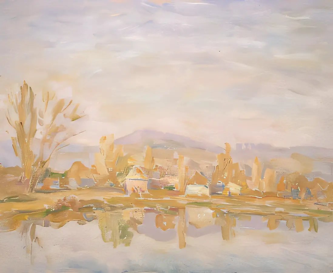 Осенний пейзаж с горой, 1994, картон, холст, 38 х 48