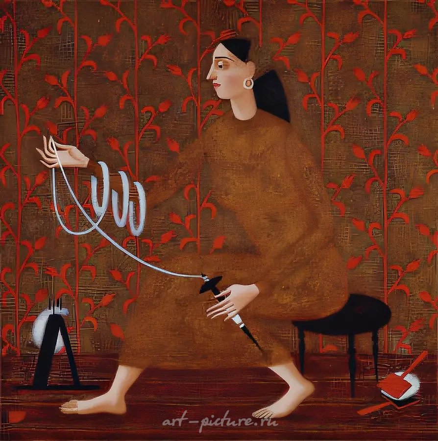 Пряха., 1994, холст, масло, 50 х 50