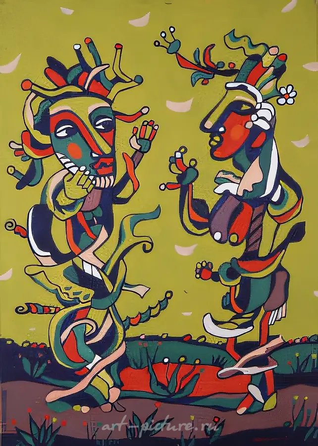 Беседа., 1995, оргалит, темпера,  70 х 50