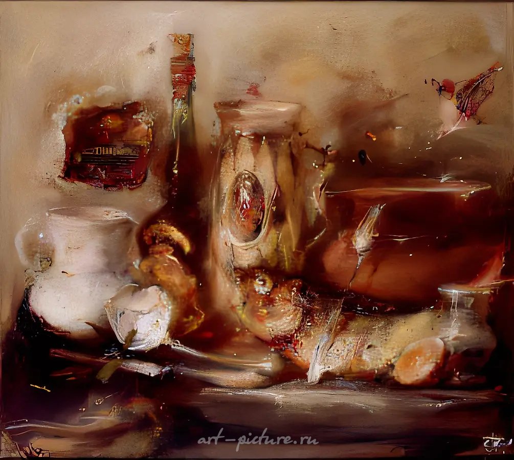 Натюрморт с рыбой, 1997, холст, акрил, масло., 70х90