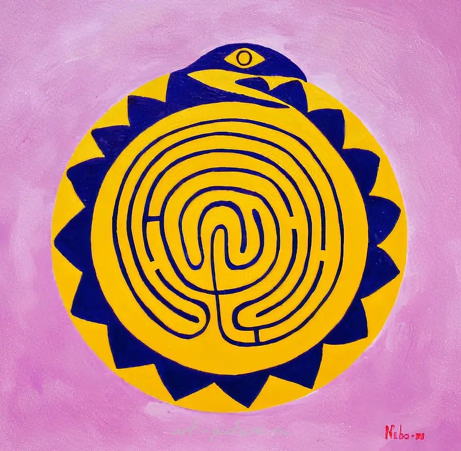 Лабиринт. Уроборос, 1999, картон, масло, 50x50. Собственность автора