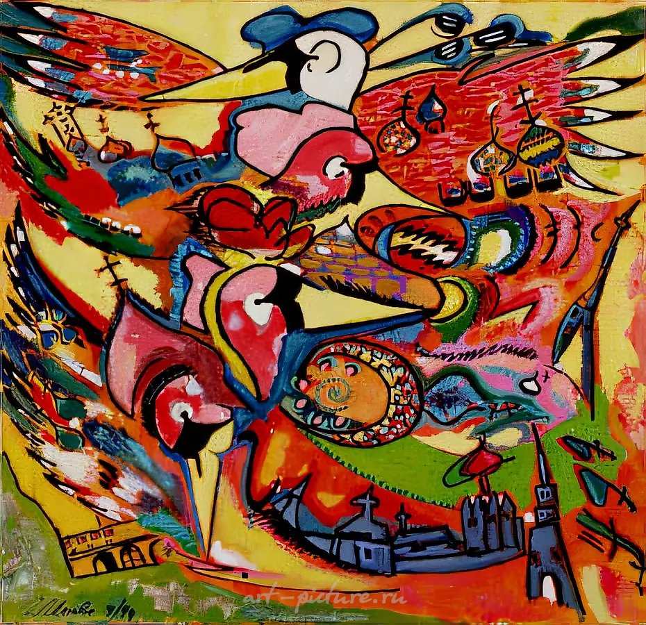 Птицы Наташи, 1999, масло на холсте, 60x60. Частная коллекция