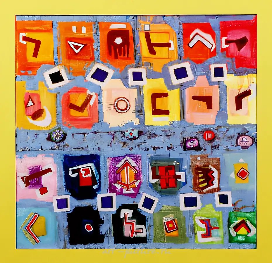 Дом знаков, 1990, масло на холсте, 60x60. Собственность автора, $3500