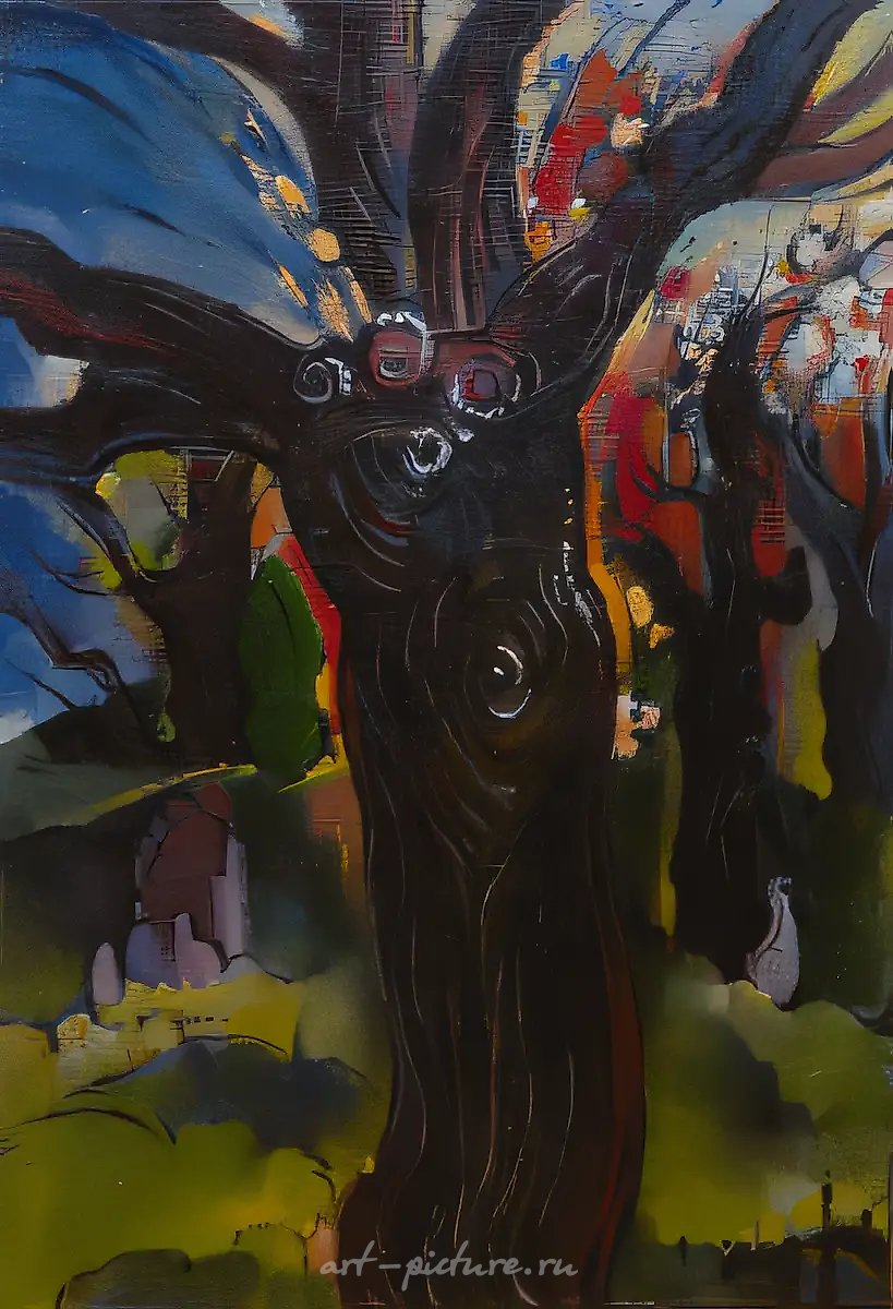 Старая фисташка. Весна, 1998, масло на холсте, 80x55