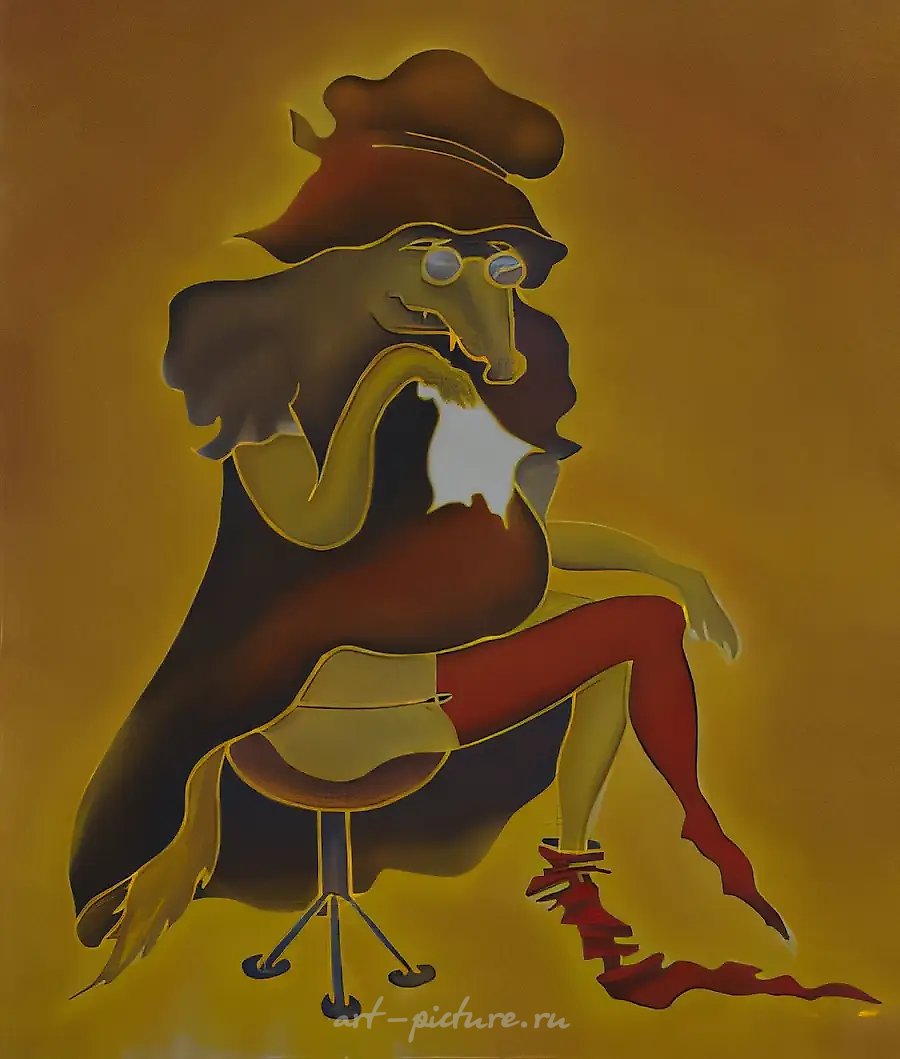 Серый Волк., 1998, батик (холодный), 86х74