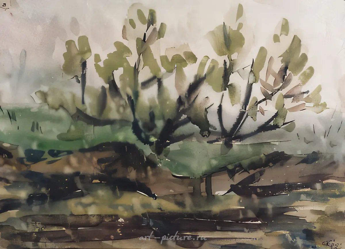 Весной., 1982, бумага, акварель, 21х29
